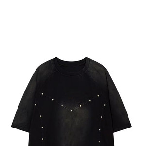 เสื้อยืดโอเวอร์ไซส์ผ้าฝ้ายเทรนดี้สำหรับทุกเพศ ดีไซน์ประดับเพชรเทียม แขนสั้น สไตล์ลำลอง น้ำหนัก 300 กรัม สไตล์ผู้ชายและผู้หญิง ขายส่ง - Product Image 5