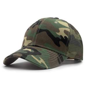 Casquette de camionneur unisexe camouflage, ajustable, en maille, style décontracté 6 panneaux pour l'extérieur, printemps-été - Product Image 5
