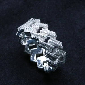 Moissanite Iced Chunky Cluster 925 Sterling Silver Rhodium Plated Diamond Wedding Hip Hop Style <b>Statement</b> Jewelry <b>for</b> Men <b>Women</b> - Product Image 6