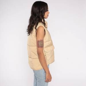 Gilet matelassé pour femme, veste sans manches en jean, col à capuche, fermeture éclair, couleur unie, décontracté - Product Image 6