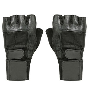 Gants de fitness mi-doigts pour hommes en cuir avec sangle de poignet réglable, noirs, personnalisables, respirants, en néoprène, pour l'entraînement en salle de sport - Product Image 5