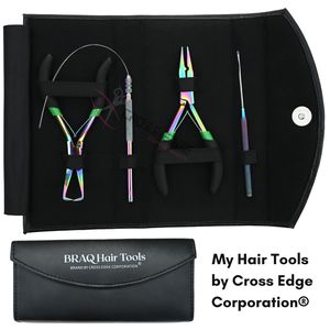 Kit de pinces compactes pour extensions capillaires Rainbow Microlink avec pince à sertir micro-anneaux en acier inoxydable et enfile-fils à boucle - Product Image 6