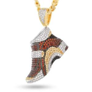 Collier pendentif Hip Hop Iced Out en forme de sneaker, en argent sterling 925, avec micro-pavé de diamants rouges, noirs et blancs, bijou breloque chaussure - Product Image 2