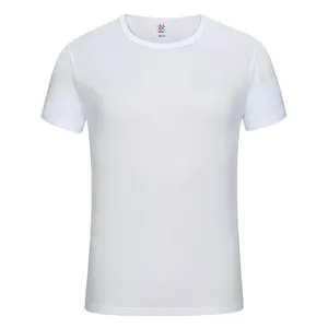 T-shirt à manches courtes pour homme, noir, 100% polyester, séchage rapide, coupe classique, col rond, couleur unie, jersey tricoté décontracté - Product Image 2