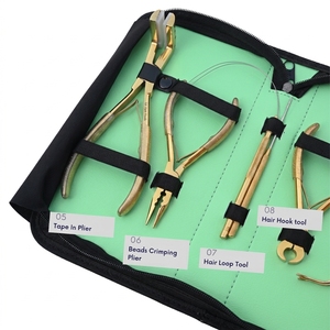 Kit d'outils professionnels pour extensions capillaires : Pince à micro-anneaux, Aiguille à crochet, Enfile-lacet, Pince pour extensions à bandes, Coupe-keratine - Product Image 3