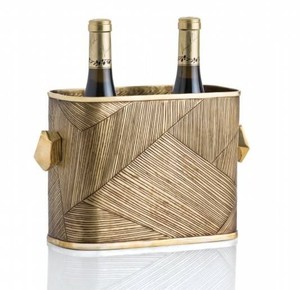 Enfriador de Vino Metálico Art Deco con Diseño Rectangular y Patrón de Rayas, Diseño Duradero para Fiestas - Product Image 1