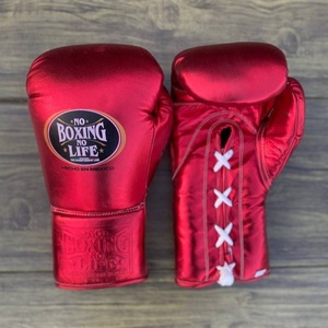 Ensemble de boxe professionnel de haute qualité en cuir de vachette véritable de la marque No Boxing No Life, pour l'entraînement et le sparring, couleur noir et rouge - Product Image 5