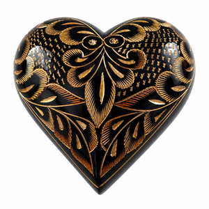 Beautiful Black Brass Engraved Heart Shaped <b>Keepsake</b> Cremation <b>Memorial</b> <b>Keepsakes</b> Urn for Funeral Ashes - Product Image 2