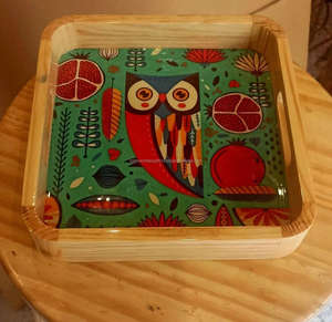 100% plateau de service en bois naturel fabriqué à la main Meena travail cuisine Table à manger plateaux imprimés cadeaux de noël plats assiettes par FWE - Product Image 6