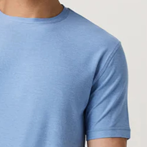 Camiseta Básica Azul Claro para Hombre, Cuello Redondo, Manga Corta, Corte Regular, Color Sólido Informal, 100% Algodón Jersey, Camiseta Esencial - Product Image 3