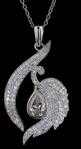 Ensemble collier pendentif cygne avec diamant de laboratoire taille poire, plaqué or 22 carats, ruban torsadé, inspiré du cœur, luxe, pour fiançailles et anniversaire - Product Image 5