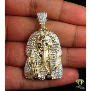 Pendentif tête de pharaon à haute brillance avec diamants en moissanite, fabriqué en argent sterling 925 de qualité supérieure - Product Image 6