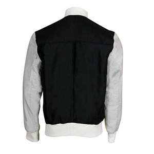 เสื้อแจ็คเก็ตวาร์ซิตี้ผู้ชายคุณภาพสูง สไตล์ Letterman  สำหรับใส่ไปเรียนหรือทำกิจกรรมกลางแจ้ง  แขนหนังสีพื้น  มีโลโก้แบบกำหนดเอง  มีตัวเลือกไซส์พลัส - Product Image 4