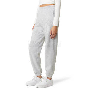 Pantalones Deportivos de Punto Grises para Mujer, Cintura Media, Elásticos, Largos hasta el Tobillo, Corte Holgado, Casuales, para Otoño, 100% Algodón, Forro Polar Transpirable - Product Image 3