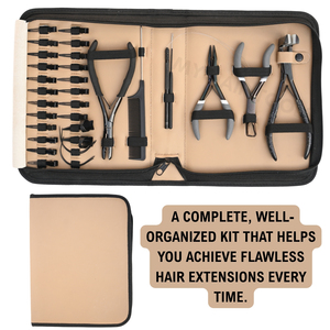 Kit completo de herramientas para extensiones de cabello, color negro, con pinza para extensiones de cabello de 7 pulgadas, crimpadora de cuentas de dos orificios, enhebrador de bucles, 20 pinzas de pico de pato. - Product Image 6