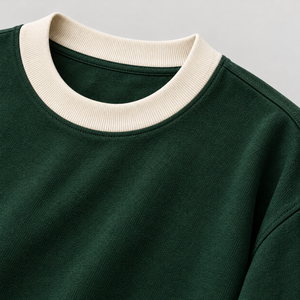 Customizable 300 GSM Forest Green <b>Cream</b> Heavyweight Oversized <b>T</b> <b>Shirt</b> Custom Logo Retro Streetwear Tee - Product Image 4