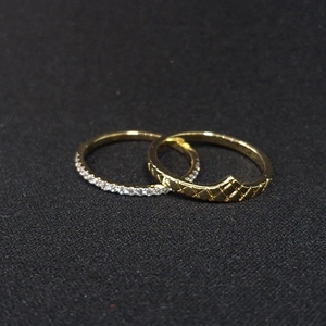 Juego de anillos apilables de oro amarillo de 14 quilates con diamantes redondos de 0,44 quilates, joyería fina para aniversario de boda para mujer - Product Image 2