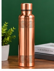 Aesthetic Copper Water <b>Bottle</b> with Twisted Design Portable Drinkware for Travel Modern Style Metal <b>Flask</b> - Product Image 5