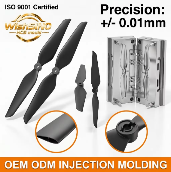 Custom Injection Molded Ultra-Precision Lightweight Durable Drone Propeller Blades OEM Plastic UAV Rotor Parts for RC FPV