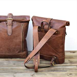 Sac à dos élégant en cuir véritable à rabat, sac de voyage en cuir de vachette, sacoche pour ordinateur portable pour homme, marque de luxe tendance LTBP-0121 - Product Image 5