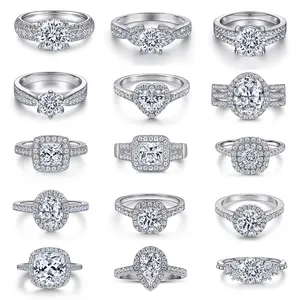Kustom pertunangan 925 perak murni perhiasan cincin pernikahan janji cincin pasangan perhiasan halus jari cincin mewah untuk wanita