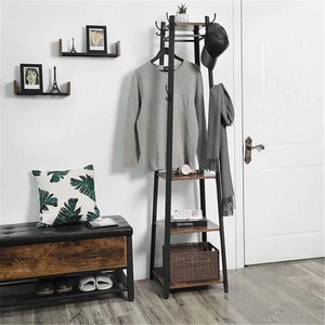 Porte-manteau sur pied minimaliste avec crochets en forme de branche, design en métal noir pour l'entrée et le rangement - Product Image 4