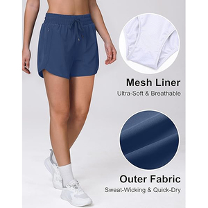 Shorts de sport bleu roi durables pour hommes avec poche zippée fonctionnelle pour téléphone, équipement de course haute performance OEM - Product Image 5