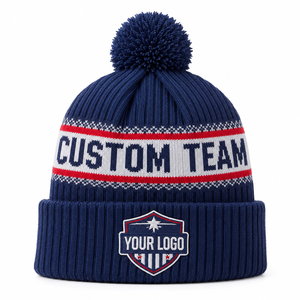 Gorro de Punto Personalizado OEM con Pompón Ajustable |   Gorro Deportivo de Invierno Personalizado |   Bordado Jacquard |   100% Acrílico |   Privado - Product Image 1