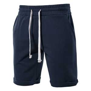 Pantalones Cortos Bermuda de Algodón Azul Marino para Hombre, con Cordón, Casuales, de Cintura Media, Color Sólido, Tejido de Punto - Product Image 2