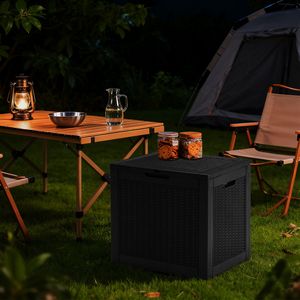 31-Gallon Deck <b>Box</b> with External Waterproof Resin <b>Lockable</b> Outdoor <b>Storage</b> - Product Image 3