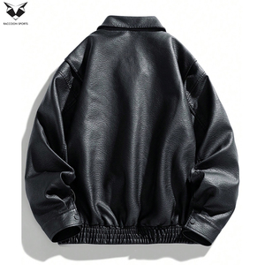 Premium Quality Hip Hop Style Black Color Durable <b>Lightweight</b> Easy Wear OEM ODM Genuine Leather Stand Zipper <b>Men's</b> <b>Jackets</b> - Product Image 2
