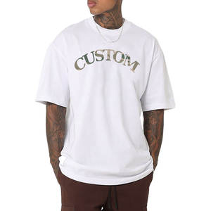 T-shirt décontracté blanc personnalisé en jersey de coton et bambou, à manches courtes, séchage rapide, respirant, pour transfert thermique, coupe oversize, pour homme - Product Image 1