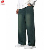 Celana Jeans Baggy Pria Custom Streetwear, Potongan Longgar, Kaki Lebar, Untuk Gaya Kasual Sehari-hari, Urban, dan Liburan Akhir Pekan