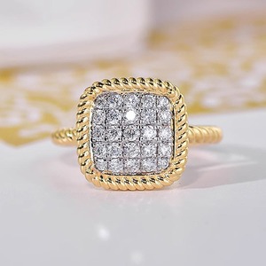 CAOSHI OEM Luxury Square Shaped Round Cubic Zirconia Twist <b>Finger</b> <b>Ring</b> Two Tone Plated Women Wedding Engagement CZ <b>Rings</b> Jewelry - Product Image 2