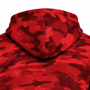<b>Burgundy</b> Camo Winter Pullover <b>Hoodie</b> <b>Men</b> Custom Printed Fleece Sweatshirt Kangaroo Pocket Drawstring Casual Eco-Friendly Outdoor - Product Image 4