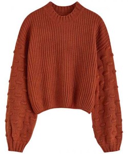 Pull-over tricoté ample et respirant à col rond pour femme – Doux, chaud et tendance, style européen - Product Image 1