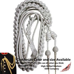 Handmade Aiguillette <b>Braided</b> <b>Cord</b> Silver Thread Wire Ceremonial Uniform Cosplay Shoulder <b>Cord</b> - Product Image 2