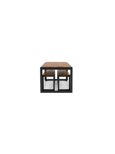 Table à manger rectangulaire en bois de style industriel moderne avec pieds en métal, ensemble de meubles pour 6 personnes, design stable, pour terrasse et maison - Product Image 4