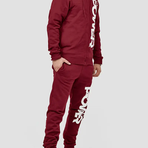 <b>Men's</b> Maroon Tracksuit Set Hooded Zipper <b>Jacket</b> Pants Full Sleeve Autumn Wear Regular Fit 2 Piece Sweatshirt Custom Design Print - Product Image 4