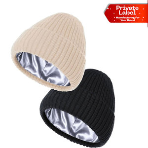 Casquette en satin brodée 3D avec logo personnalisé, pour adultes, élastique et ajustable, casquette de sommeil en forme de dôme, décontractée, 100% laine, confortable et soyeuse - Product Image 1