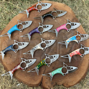 Couteau à poisson en acier damas fait main de 6 pouces, revêtement poudré, couteau de chasse et de camping, cadeau personnalisé OEM - Product Image 1