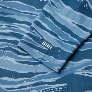เสื้อตกปลาแขนยาวมีฮู้ดสำหรับผู้ชาย SHH ลายคลื่นสีน้ำเงิน UPF 50 ป้องกันรังสียูวี เสื้อสำหรับกิจกรรมกลางแจ้ง - Product Image 5