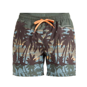 Shorts de plage décontractés pour hommes, respirants, infroissables, en toile de polyester, à taille mi-haute, avec cordon de serrage et logo personnalisé imprimé numériquement sur le devant - Product Image 3