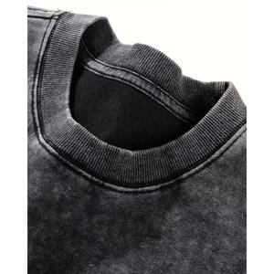 T-shirt ample et décontracté pour homme en coton tricoté 100% avec effet délavé, style streetwear, confortable pour le quotidien - Product Image 4