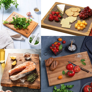 Planche à découper en bois massif avec poignée, anti-moisissure, double face, support de rangement pour cuisine - Product Image 2