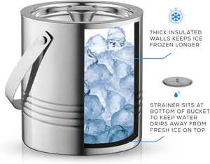 Cubo de Hielo Aislado de Doble Pared 100% Acero Inoxidable Plateado para Fiestas y Bares, Diseño Clásico, Ideal para Camping, Venta al por Mayor Directa de Fabricante - Product Image 2