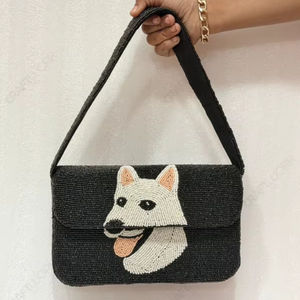 Bolso de Hombro Tipo Clutch de Lujo Hecho a Mano con Diseño de Perro y Cuentas para Mujer, Venta al por Mayor, Bolso de Noche para Novia, Fabricante de India - Product Image 1
