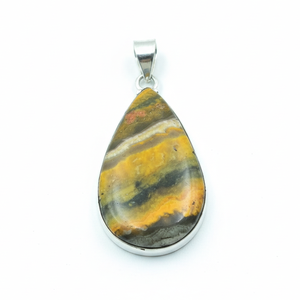 Colgante de Jaspe Bumblebee en Forma de Lágrima, Plata de Ley 925, Chapado en Oro Rosa y Oro Amarillo, Joyería de Piedra Natural Hecha a Mano, Regalo - Product Image 1