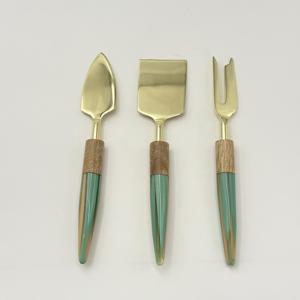 Juego de Herramientas para Queso de Acero Inoxidable con Mango de Madera y Resina para Hotel y Cocina, Juego de Cubiertos para Queso para Mesa de Comedor, para el Hogar - Product Image 3