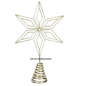 Creative Handcraft Gold-Finished Iron Metal Star Shape <b>Tree</b> <b>Topper</b> Modern Style Blank Sublimation Factory Wholesale - Product Image 2